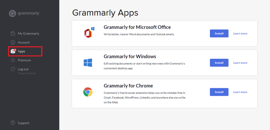 Install Grammarly to become a professional in English Writing 9